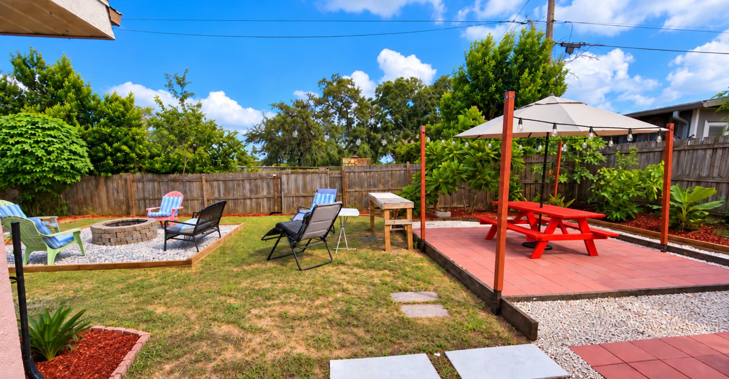 Backyard · Picnic area at Suncoast Tropical Garden Retreat